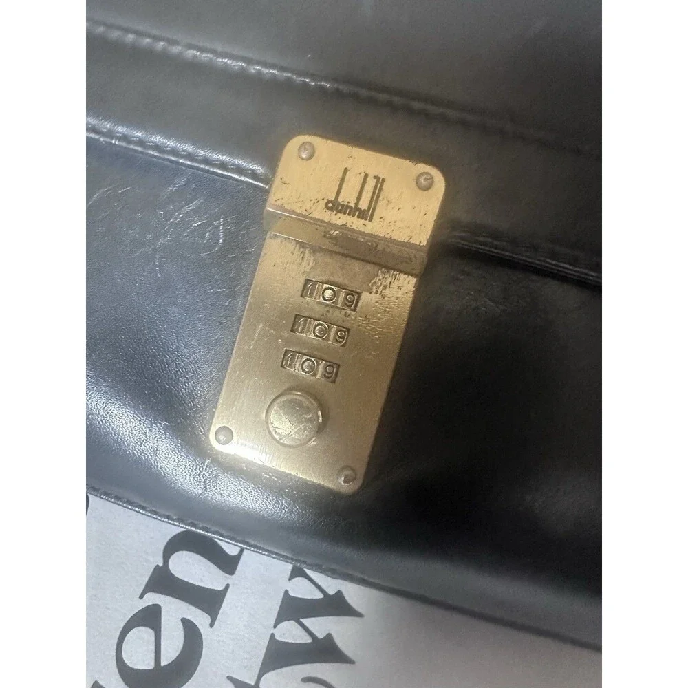 Authentic dunhill Leather Second bag Clutch bag Black working lock